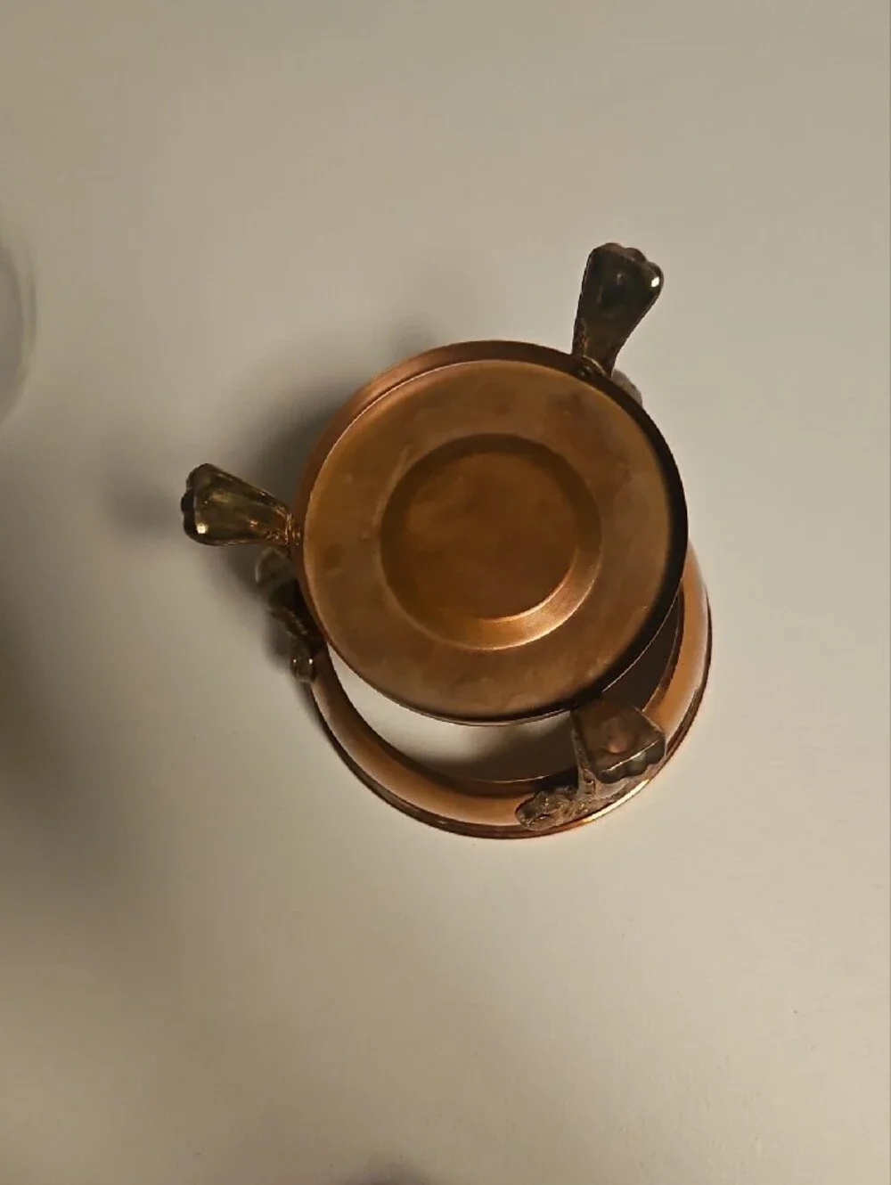 Princess House Copper-Tone Glass Coffee Carafe W/Server  Ornate Handle/Stand